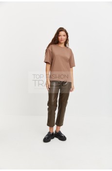 Кожаные брюки женские коричневый BR03-1