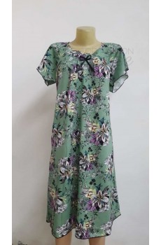 Платье сарафан женский хлопок зеленый в цветочек PLS01-2
