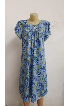Платье сарафан женский хлопок голубой в цветочек PLS01-1